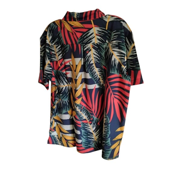 Peacock Sleeves Floral Beach Camp Hawaiian Button Up Shirt Mens Medium - Picture 2 of 4
